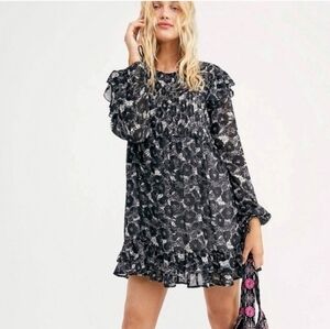 Free people floral print flare light weight mini dress fits M